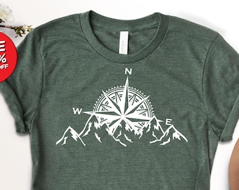 Mountain Compass Graphic T-Shirt: Adventure Hiking Gift