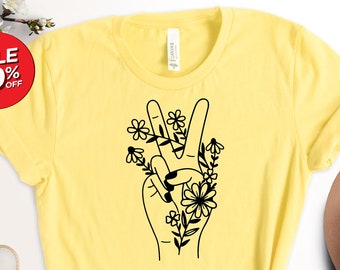 Floral Peace Sign T-Shirt: Wildflower Hippie Shirt