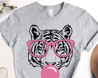 Bubblegum Tiger T-Shirt: School Mascot Sunglasses Tee