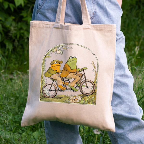 Frog and Toad Tote Bag, Cottage core Tote Bag, Aesthetic Tote Bag, Vintage Classic Book Tote Bag, Gift for Friend, Frog Tote Bag, Book Lover