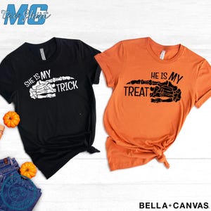 Matching Halloween Couple Shirts: Funny Trick or Treat Fall Tees