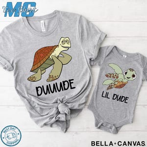 Father & Son Turtle Graphic Shirts – Matching &#39;Duuude&#39; Tees