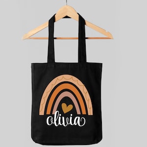 Personalized Kids Canvas Tote Bag: Rainbow Book Bag