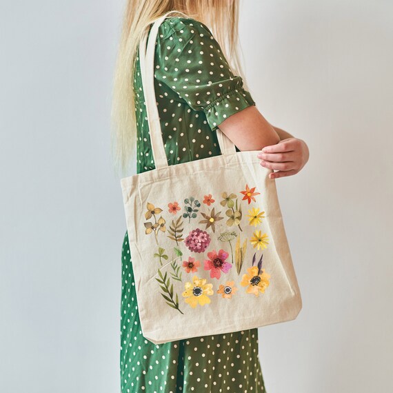 Watercolor Wildflower Tote Bag: Botanical Illustration