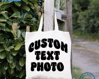 Personalized Cotton Tote Bag – Custom Text, Bridesmaid Gift