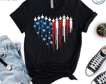 Red White Blue Flyover Shirt: Patriotic Air Force Tee