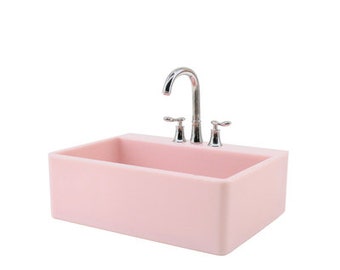 PORCELAIN KITCHEN SINK SILVER FIXTURES FOR YOUR DOLL HOUSE