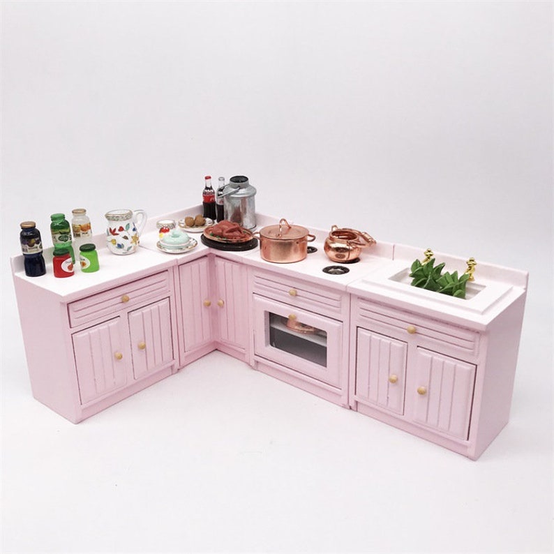 1:12 dollhouse miniature furniture accessories Mini kitchen cupboard sink cooking counter toy model kids collectible Gift 