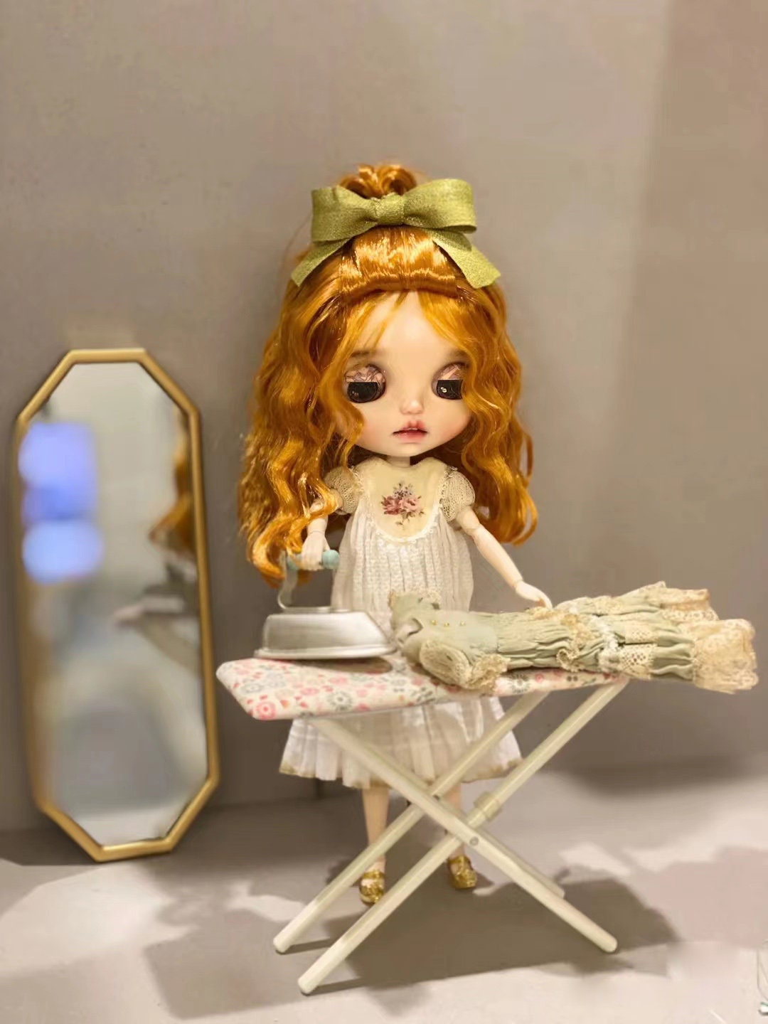 Mini Simulation Drying Rack Ironing Board Buckets Mops Bjd Metal