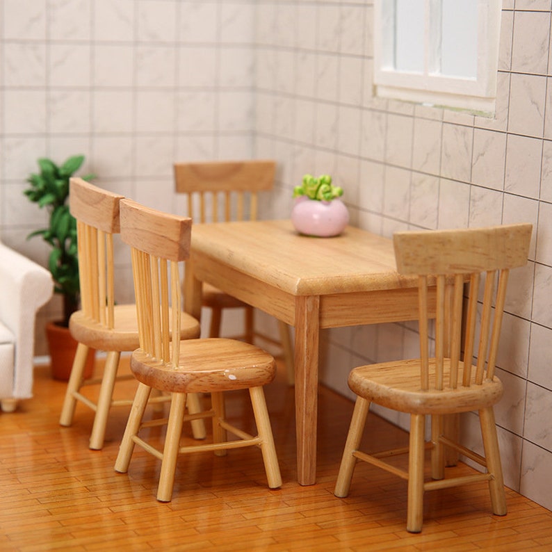 5pcs Wooden Living Room 1/12 Dollhouse Furniture and Accessories Set 