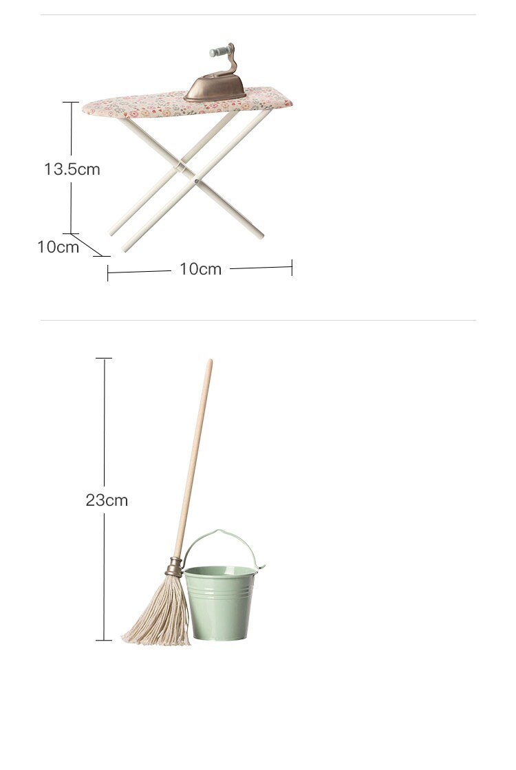 Mini Simulation Drying Rack Ironing Board Buckets Mops Bjd Metal