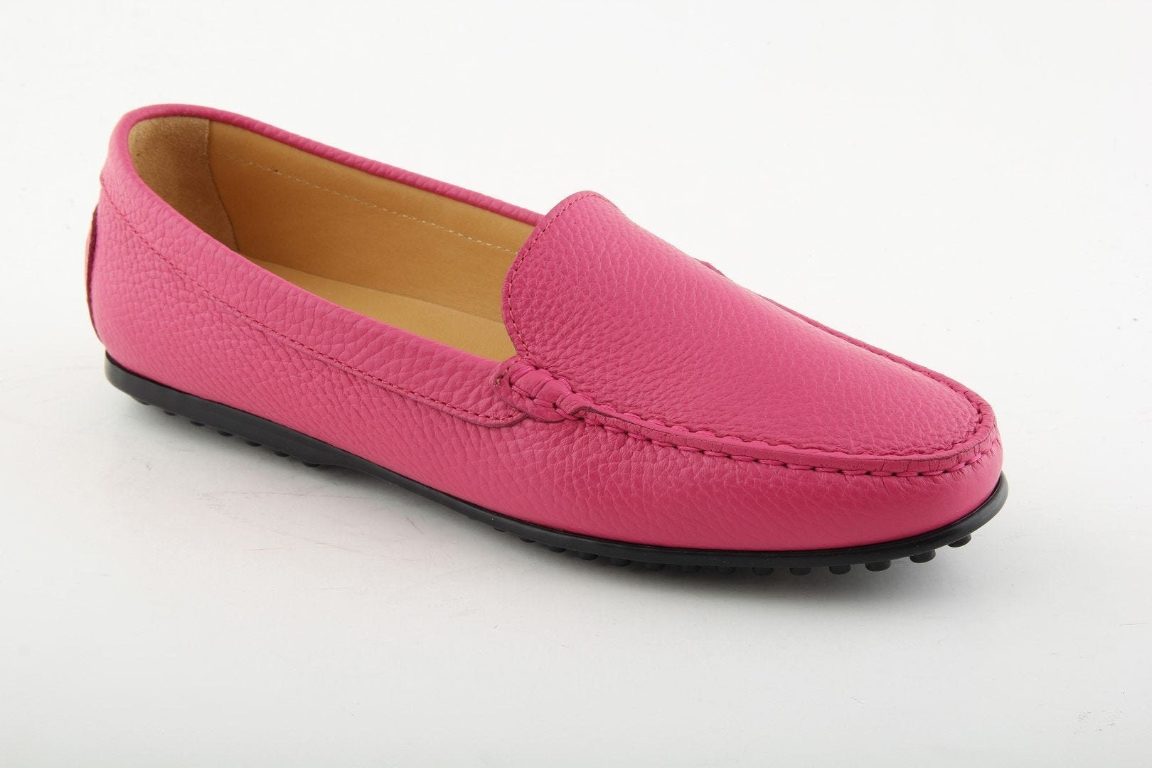 Women's Pink Leather Loafers Etsy