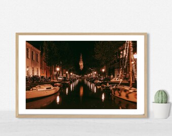Amsterdam Photograph| Amsterdam Wall Art| Netherlands Canal Wall Print| House Boat Wall Art| Amsterdam Canal Wall Print| Amsterdam Boat