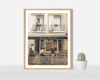 Lisbon Cafe Print: Portugal Street Scene Photography, Travel Wall Art