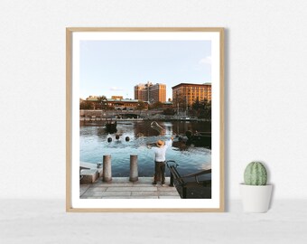 Providence Rhode Island Print: Waterplace Park Sunset, Cityscape Wall Art