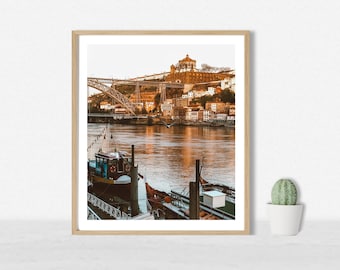 Porto Portugal Photography Landscape, Dom Luis Bridge and River Douro Print, European Travel Wall Art, Home Room Decor, Housewarming Gift