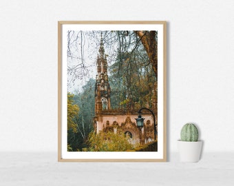 Sintra Portugal Landscape Colour Photography Print, Bohemian Enchanted Morning Fog, Gothic Architecture Photos, World Travel Wall Art Gift