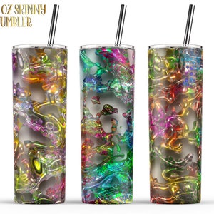3D Glitter Tumbler Sublimation: 20 Oz Skinny Tumbler PNG (Digital Download)