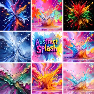 Bunte Abstrakte Hintergründe | Künstlerische Paint Burst Digitale Papiere für Design, Handwerk & Sublimation