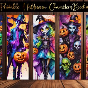 Puede incluir: Conjunto de 30 marcadores de libros imprimibles de personajes de Halloween. Los marcadores presentan ilustraciones coloridas de personajes espeluznantes, incluyendo un esqueleto, una bruja y un vampiro. Cada marcador est&aacute; decorado con calabazas, murci&eacute;lagos y otros elementos con tem&aacute;tica de Halloween.