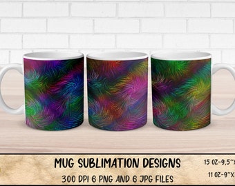 Abstract Rainbow Colors Swirling Texture Coffe Mug Png Template,Geometric Multicolor Coffe Cup Wrap Mini Bundle