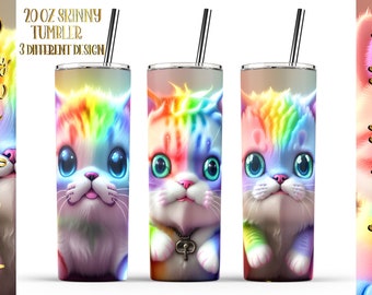 Kitten 20 Oz Skinny Tumbler Wrap, Digital Painted (Digital Download)