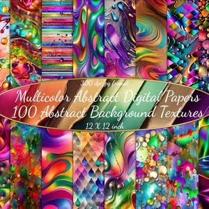 Paquete de 100 texturas de fondo abstractas multicolores, fondos de textura holográfica de lujo, papeles digitales iridiscentes coloridos