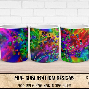 Abstract Colorful Bubble Sublimation Mug Template,Digital Designs For Mug Template Png, Rainbow Colors Mug Sublimation Wrap.
