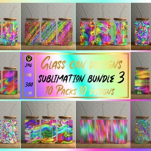 Abstract Glass Can Wrap PNG: Sublimation Design Bundle (10 Designs)