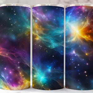 Galaxy Sky Tumbler Wrap PNG, 20oz Skinny Sublimation Design, Nebula Stars Digital Art for DIY Tumblers & Gifts
