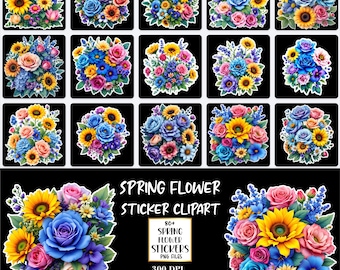 Spring Flowers Sticker Pack: 80+ PNG Florale Clipart (Digitaler Download)