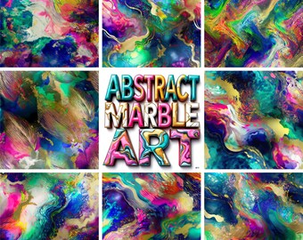 Rainbow Glitter Marble Digital Paper Pack: 100+ Fluid Ink Backgrounds (Digital Download)