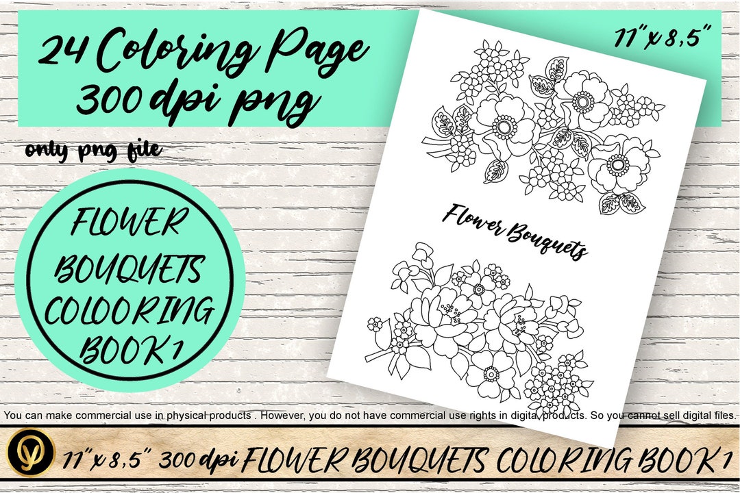 Flower Bouquets Coloring Book: 24 Floral Designs (digital Download) - Etsy