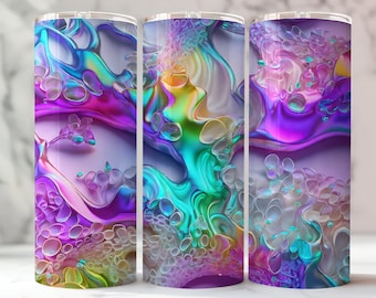 Envoltório para copo com bolhas abstratas de neon: design vibrante com IA (download digital)