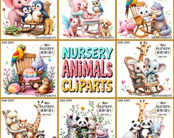 Clipart kinderkamerdieren | 90+ schattige baby-png-bundel (digitale download)