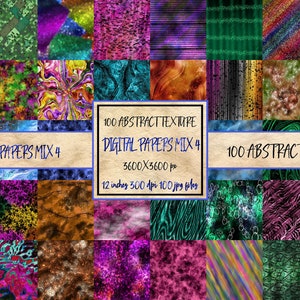 100 Abstract Digital Paper Textures: Watercolor Grunge (Digital Download)