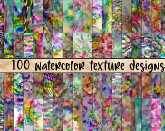 100 Abstract Watercolor Texture Backgrounds: Large Format Digital Paper (Digital Download)