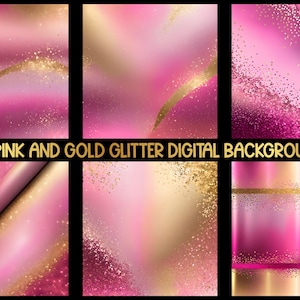 100 Pink and Gold Glitter Digital Background, Sparkle Gradient Backdrop,Glam Digital Paper for Invitations, Party Decor, Sublimation Designs