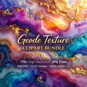 Plus de 170 cliparts de texture de géode : motifs de marbre cristal (téléchargement numérique)