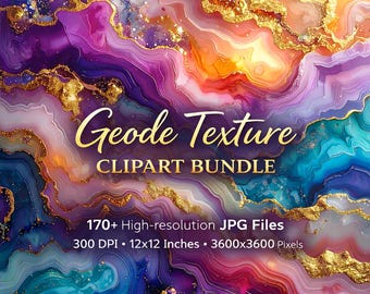 170+ Geode Texture Clipart: Crystal Marble Patterns (Digitaler Download)