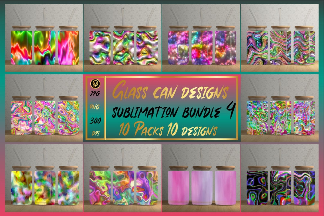 16oz Glass Can Sublimation Desing Bundle 4,glass Can Wrap Png Template ...