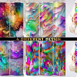 Kaleidoscope Colors 20 oz Tumbler Wraps Bundle, Vibrant Visions 20 oz Skinny Tumbler Cover - Eleganza estetica, 4 design diversi