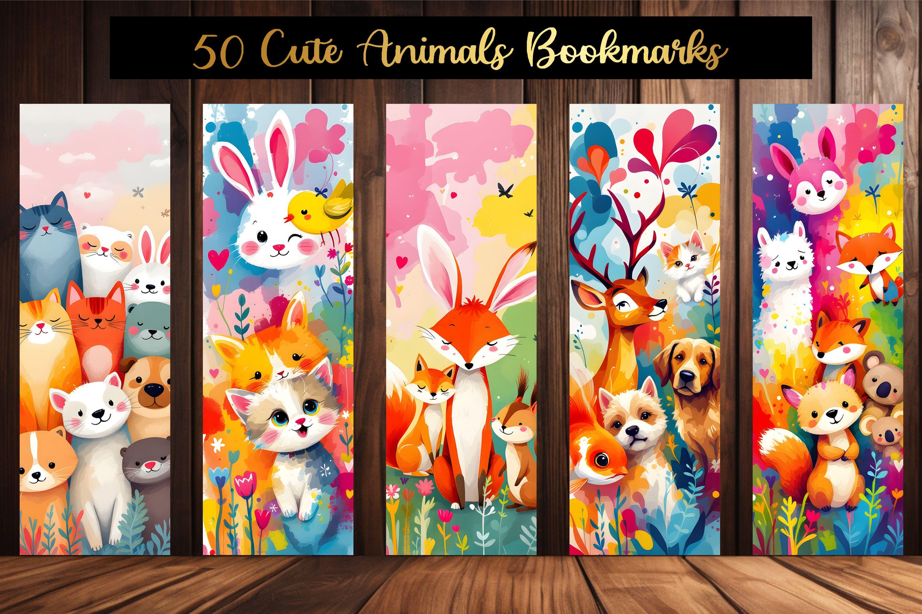 Cute Animal Bookmarks Set • 50 Printable Designs (digital Download) - Etsy