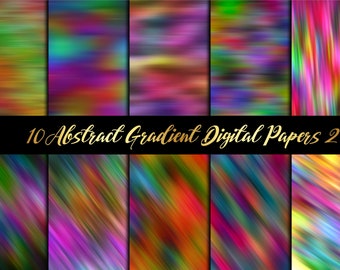 May include: Ten digital papers with abstract gradient designs in various colors, including red, orange, yellow, green, blue, purple, and pink. The papers have a blurred, streaky effect, creating a dynamic and vibrant look.