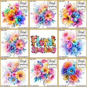 Watercolor Floral Clipart PNG Set: 70+ Vibrant Flower Illustrations (Digital Download