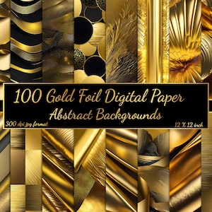 Holografisches Metallic Gold Digital Paper Bundle, Goldfolie Digital Papiere Bundle, 100 Gold Farbverlauf Metallic Texturen, digitale Downloads