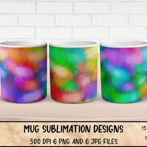 Regenbogen Tasse Sublimation Verpackung: Abstraktes Farbverlaufsdesign (Digitaler Download)