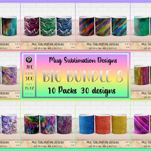 Abstract Holographic Mug Sublimation Wrap Bundle (PNG/JPG)