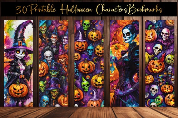 Neon Halloween Bookmarks: Horror Character Sublimation PNG (Digital Download)