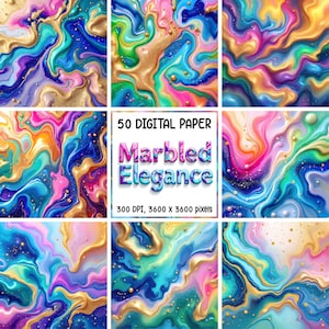 Golden marmorierte Eleganz Digital Papier, Lebendige Gold Abstrakte Hintergrund, Luxuriöse Abstrakte Farbe und Gold Digital Print Bundle